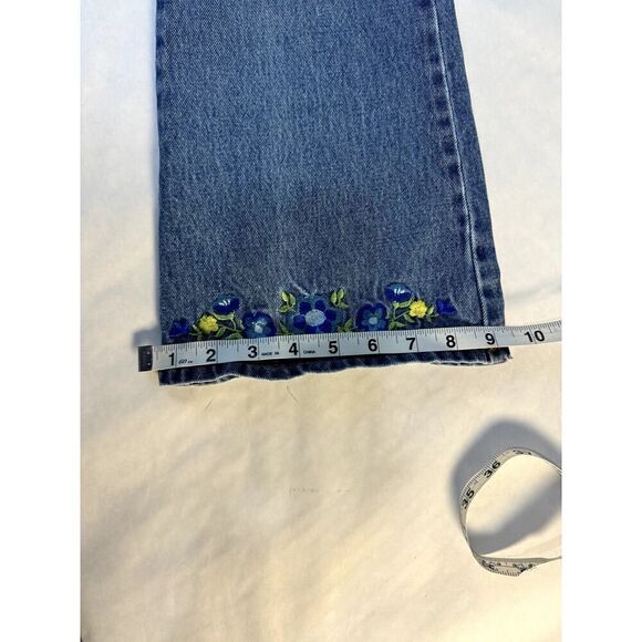 Vintage Embroidered Gasoline Jeans Floral 100% Cotton - Girls Size 14 - Picture 2 of 12